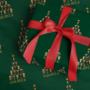 Sláinte Christmas Tree Pint Glass Wrapping Paper Roll Ale Glass Beer Drinking Lover Holiday Party TS02 Green Print Your Wear