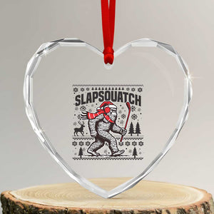 Slapsquatch Hockey Player Heart Crystal Glass Ornament Funny Bigfoot Ugly Christmas Gift TS12 Transparent Glass 3'' Heart Print Your Wear