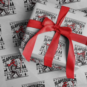 Slapsquatch Hockey Player Wrapping Paper Roll Funny Bigfoot Ugly Christmas Gift TS12 White Print Your Wear