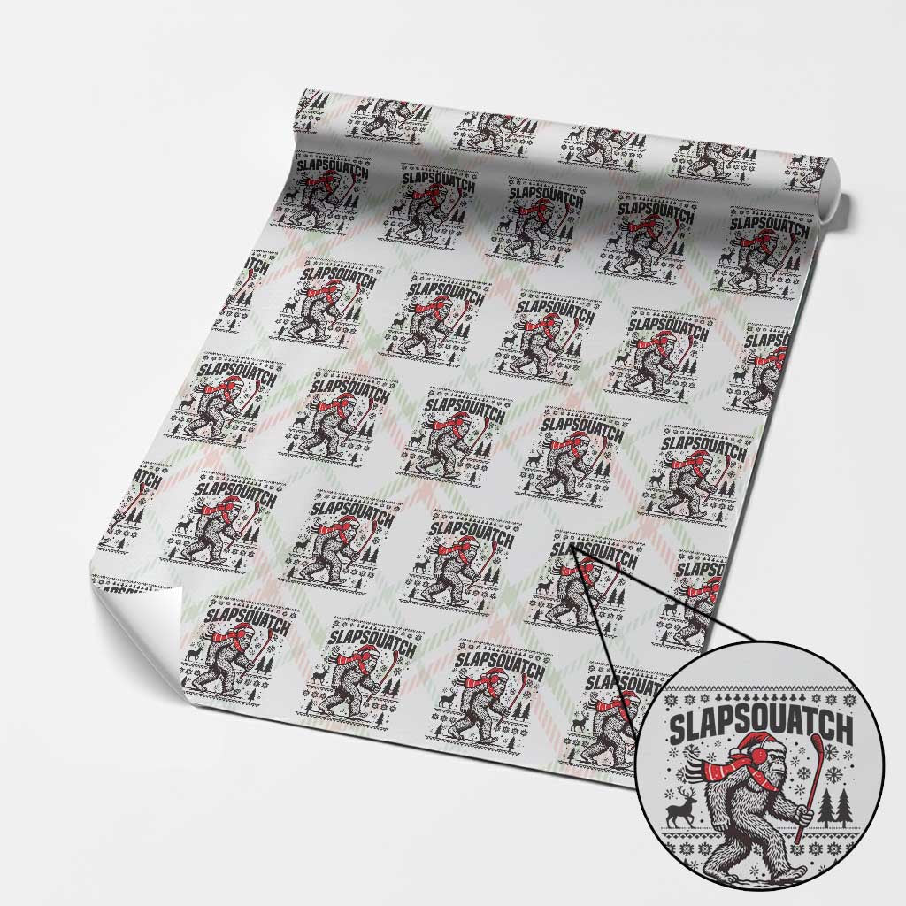 Slapsquatch Hockey Player Wrapping Paper Roll Funny Bigfoot Ugly Christmas Gift TS12 Christmas Plaid Print Your Wear