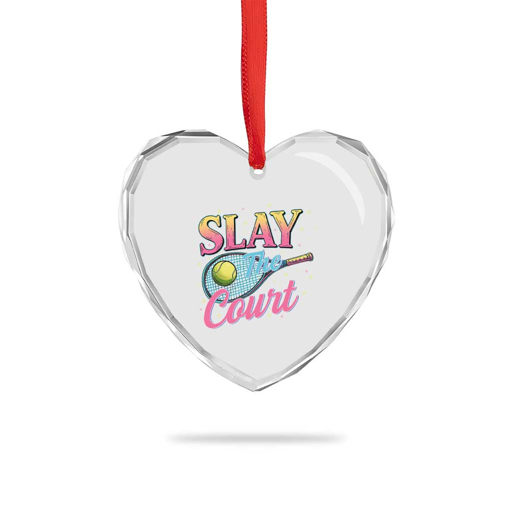 Slay The Court Queen Heart Crystal Glass Ornament Witty Tennis Player Gift For Girls TS12 Print Your Wear