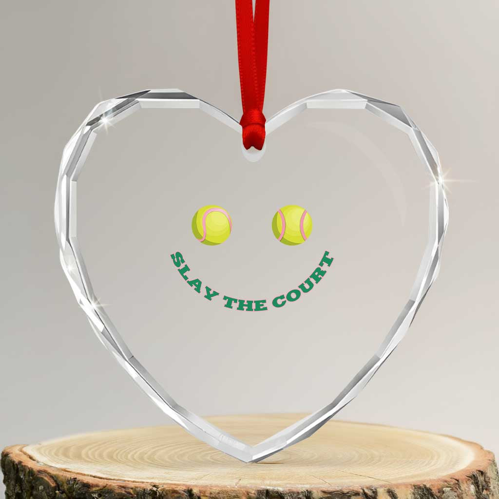 Slay The Court Tennis Girl Heart Crystal Glass Ornament Funny Tennis Player Gift TS12 Transparent Glass 3'' Heart Print Your Wear