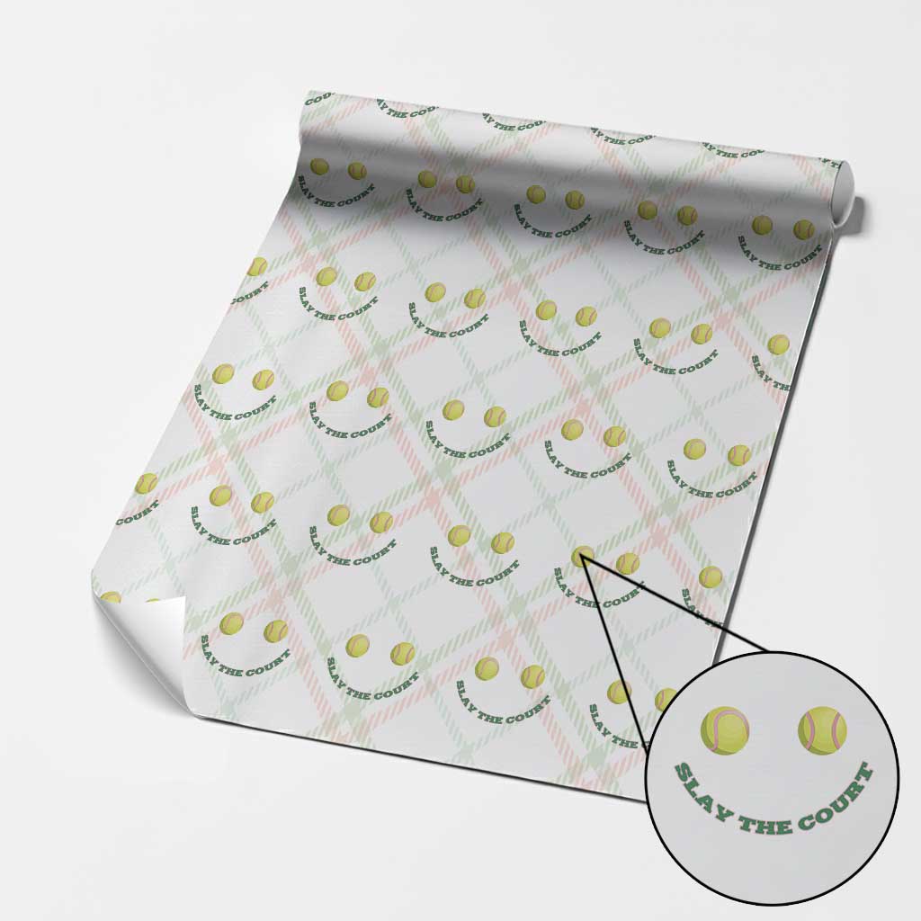 Slay The Court Tennis Girl Wrapping Paper Roll Funny Tennis Player Gift TS12 Christmas Plaid Print Your Wear