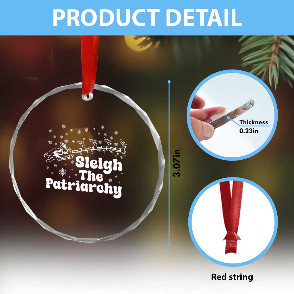 Sleigh The Patriarchy Crystal Glass Ornament Christmas Feminist Womens Rights TS10 Print Your Wear