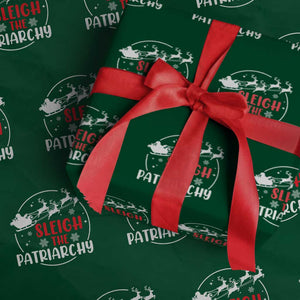 Sleigh The Patriarchy Wrapping Paper Roll Feminist Christmas Womens Rights TS10 Green Print Your Wear
