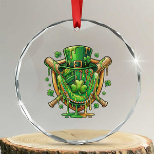 Slimy Shamrock Baseball Glove Crystal Glass Ornament St Patricks Day Gift TS12 Transparent Glass 3'' Circle Print Your Wear