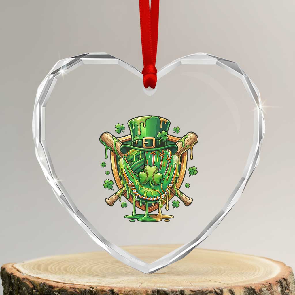 Slimy Shamrock Baseball Glove Heart Crystal Glass Ornament St Patricks Day Gift TS12 Transparent Glass 3'' Heart Print Your Wear