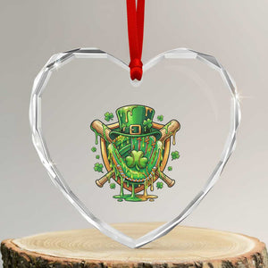 Slimy Shamrock Baseball Glove Heart Crystal Glass Ornament St Patricks Day Gift TS12 Transparent Glass 3'' Heart Print Your Wear