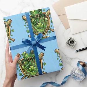 Slimy Shamrock Baseball Glove Wrapping Paper Roll St Patricks Day Gift TS12 Light Blue Print Your Wear