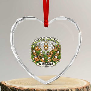 Sloth World 11 Survivors Wildlife Awareness Heart Crystal Glass Ornament Florida Animal Rights Protest and Support