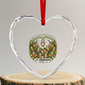 Sloth World 13 Survivors Animal Rescue Heart Crystal Glass Ornament Memorial Tribute and Florida Wildlife Protection