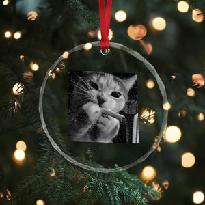 Smoking Cat Y2K Crystal Glass Ornament Vintage Grunge Cat Edgy Retro 90s Streetwear TS10 Print Your Wear