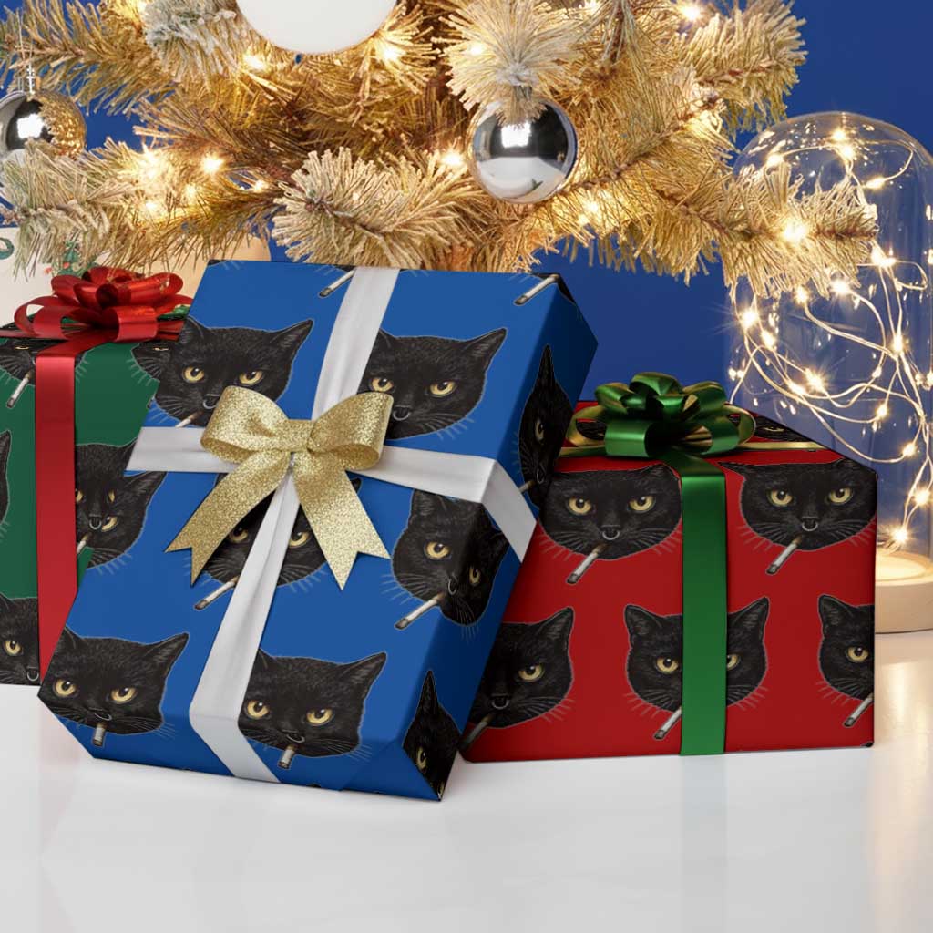 Smoking Cat Y2K Wrapping Paper Roll Vintage Black Cat Edgy Retro 90s Grunge TS10 Print Your Wear
