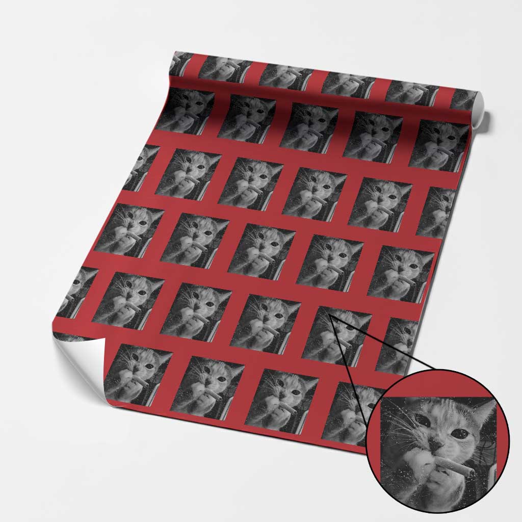 Smoking Cat Y2K Wrapping Paper Roll Vintage Grunge Cat Edgy Retro 90s Streetwear TS10 Red Print Your Wear