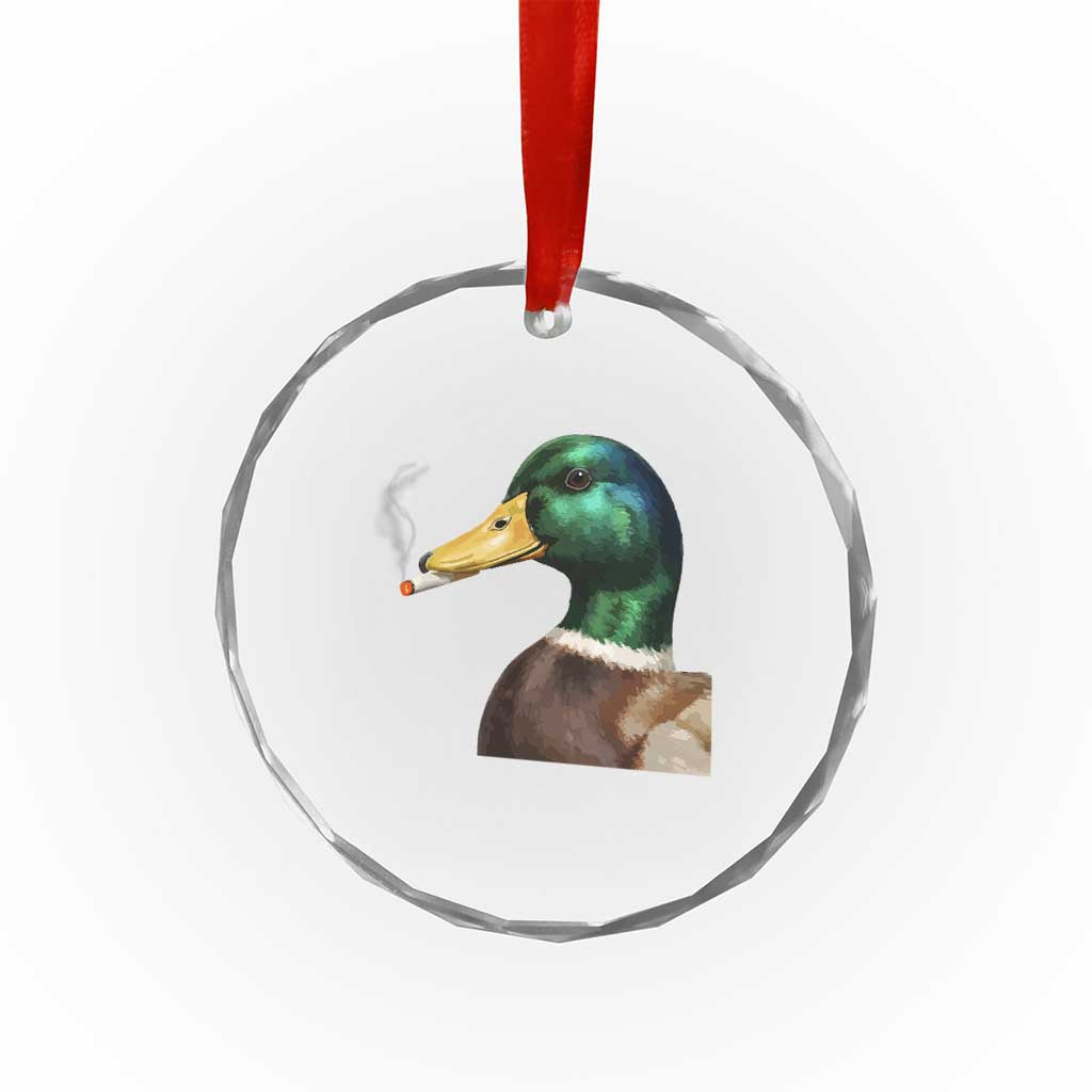 Smoking Mallard Meme Graphic Crystal Glass Ornament Chaotic Funny Wild Duck Attitude Viral Internet Humor TS02 Print Your Wear