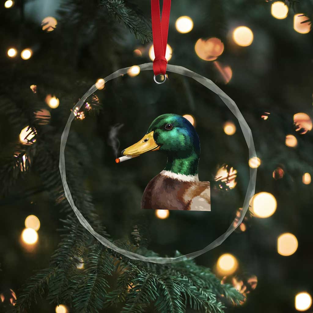 Smoking Mallard Meme Graphic Crystal Glass Ornament Chaotic Funny Wild Duck Attitude Viral Internet Humor TS02 Print Your Wear
