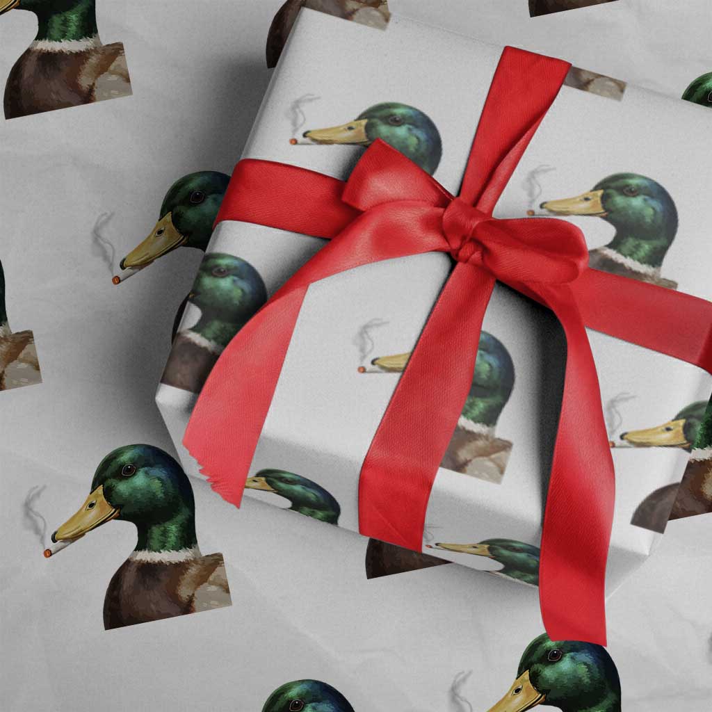 Smoking Mallard Meme Graphic Wrapping Paper Roll Chaotic Funny Wild Duck Attitude Viral Internet Humor TS02 White Print Your Wear