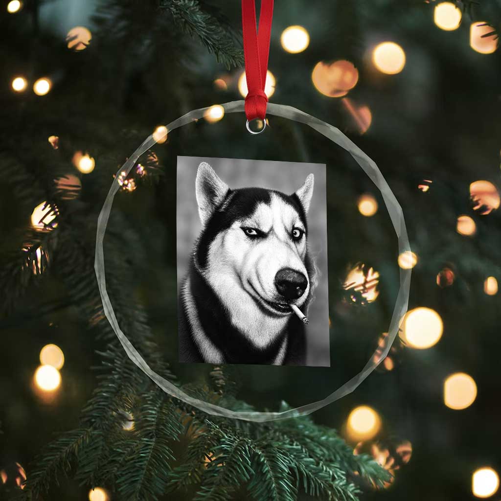 Smoking Siberian Husky Meme Crystal Glass Ornament Funny Dog Face Gift For Dog Lovers TS12 Print Your Wear