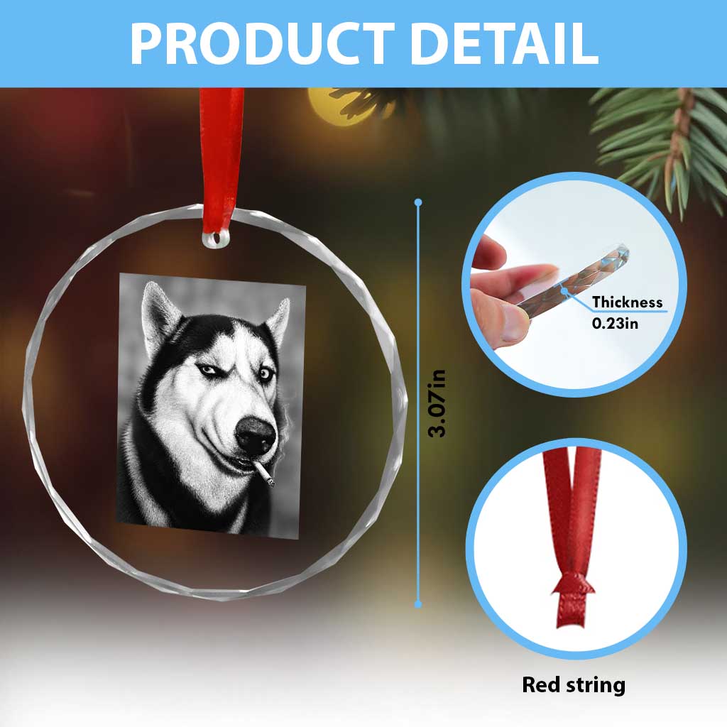 Smoking Siberian Husky Meme Crystal Glass Ornament Funny Dog Face Gift For Dog Lovers TS12 Print Your Wear