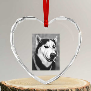 Smoking Siberian Husky Meme Heart Crystal Glass Ornament Funny Dog Face Gift For Dog Lovers TS12 Transparent Glass 3'' Heart Print Your Wear