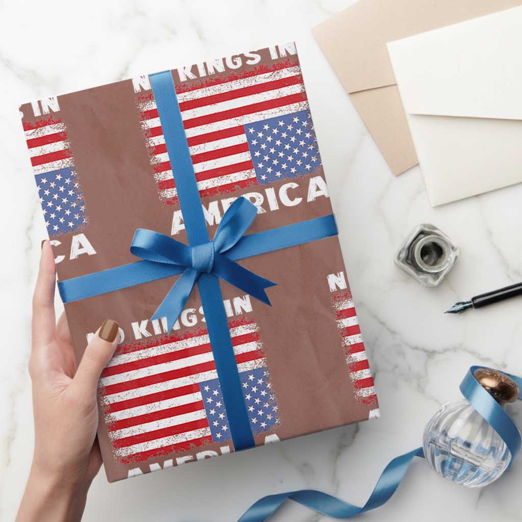 Snarky No Kings In America Wrapping Paper Roll 86 47 No Faux King Way US Flag Upside Down TS10 Mocha Print Your Wear