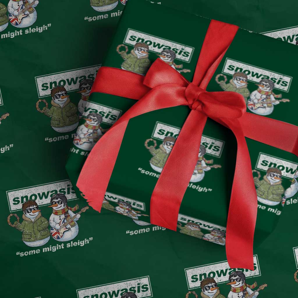 Snowasis Some Might Sleigh Christmas Wrapping Paper Roll Funny Music Lovers Snowman Singers Band TS10 Green Print Your Wear