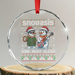 Snowasis Some Might Sleigh Crystal Glass Ornament Funny Christmas Snowmen Rock Band Parody TS11 Transparent Glass 3'' Circle Print Your Wear