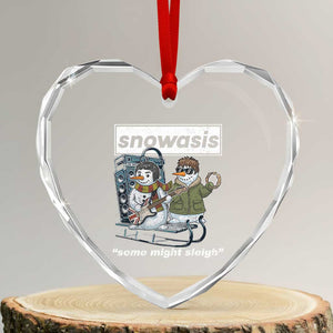 Snowasis Some Might Sleigh Heart Crystal Glass Ornament Funny Christmas Snowmen Rock Band TS11 Transparent Glass 3'' Heart Print Your Wear