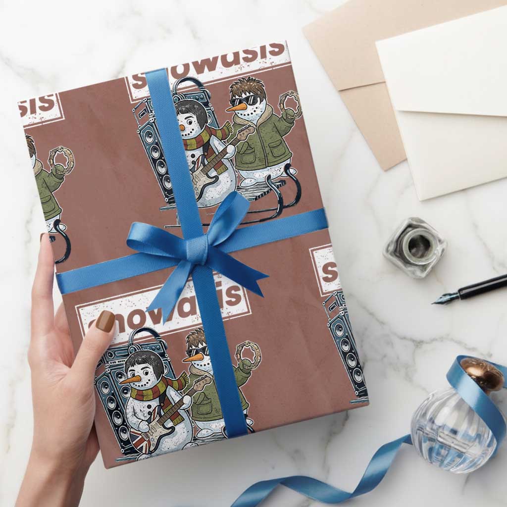 Snowasis Some Might Sleigh Wrapping Paper Roll Funny Christmas Snowmen Rock Band TS11 Mocha Print Your Wear
