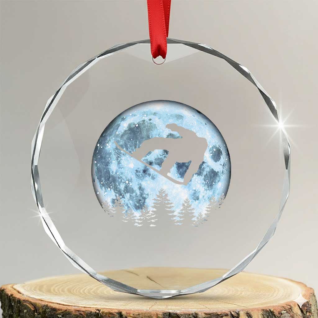 Snowboard Moon Snowboarding Winter Sports Crystal Glass Ornament TS11 Transparent Glass 3'' Circle Print Your Wear
