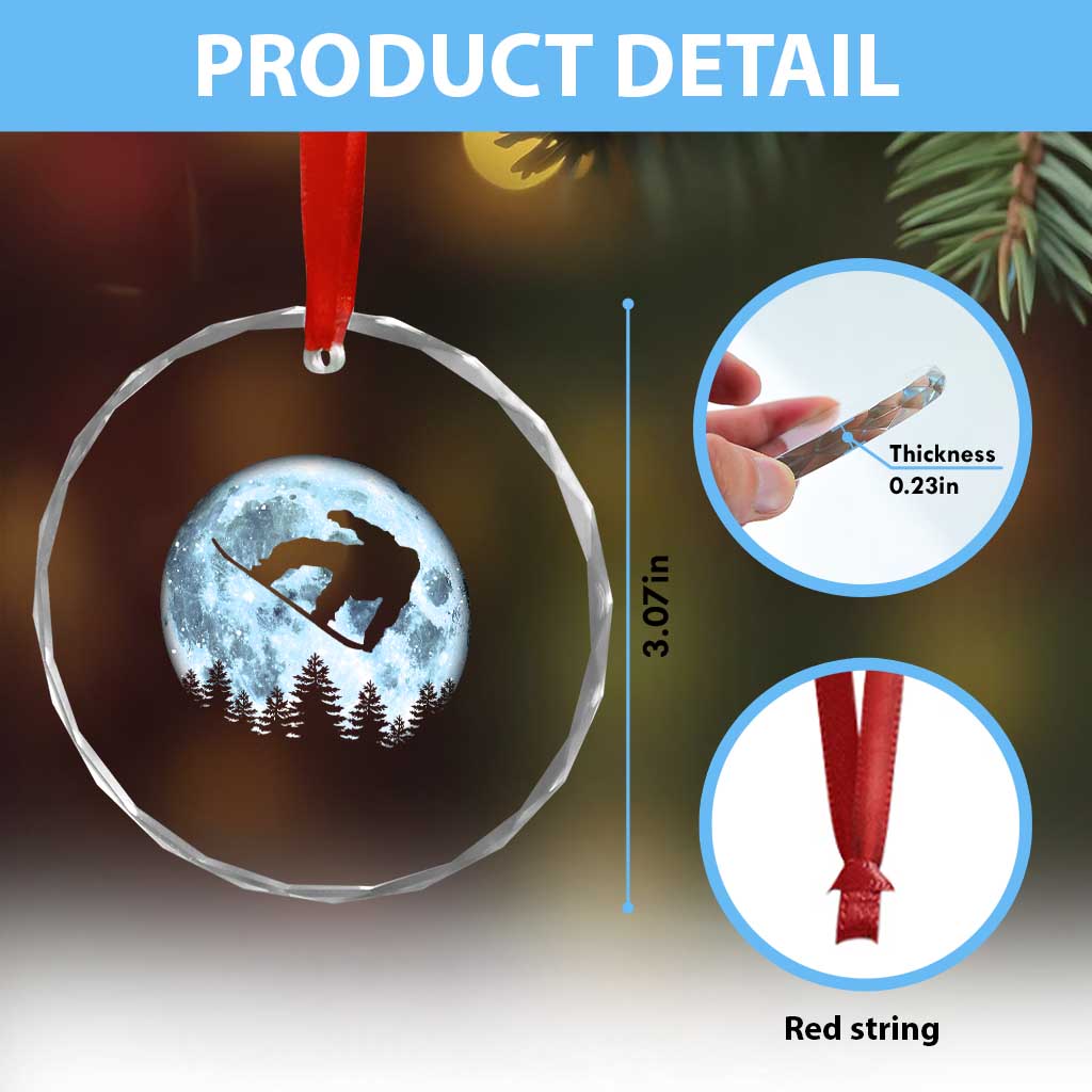 Snowboard Moon Snowboarding Winter Sports Crystal Glass Ornament TS11 Print Your Wear