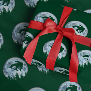 Snowboard Moon Snowboarding Winter Sports Wrapping Paper Roll TS11 Green Print Your Wear