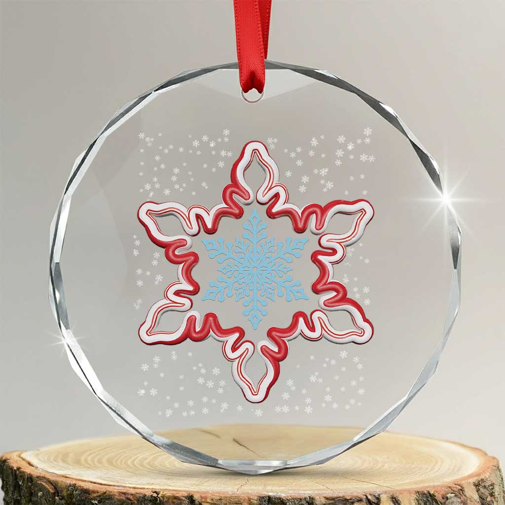 Snowflake Candy Cane Crystal Glass Ornament TS09 Transparent Glass 3'' Circle Print Your Wear