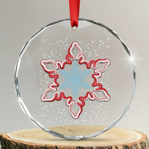 Snowflake Candy Cane Crystal Glass Ornament TS09 Transparent Glass 3'' Circle Print Your Wear