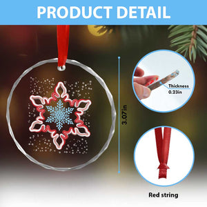 Snowflake Candy Cane Crystal Glass Ornament TS09 Print Your Wear