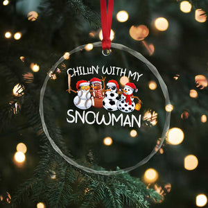Snowman Xmas Crystal Glass Ornament Football Soccer Baseball Pickleball Chillin With My Snowmies Ugly Gift TS10 Print Your Wear