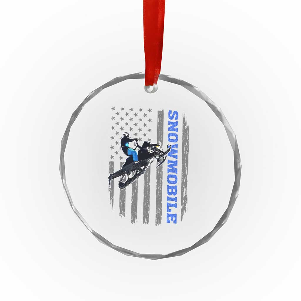 Snowmobile American Flag Snowcross Riding Winter Sport Crystal Glass Ornament TS11 Print Your Wear