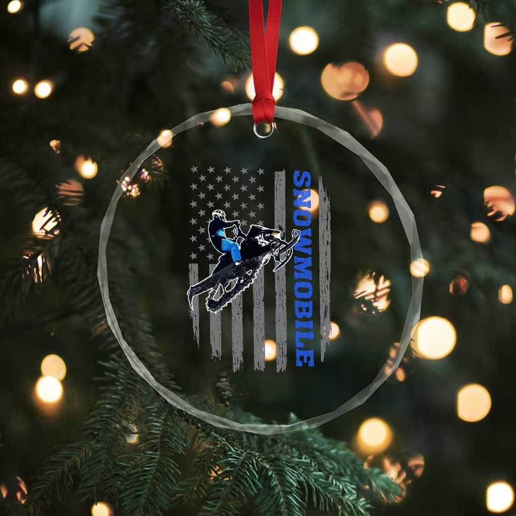 Snowmobile American Flag Snowcross Riding Winter Sport Crystal Glass Ornament TS11 Print Your Wear