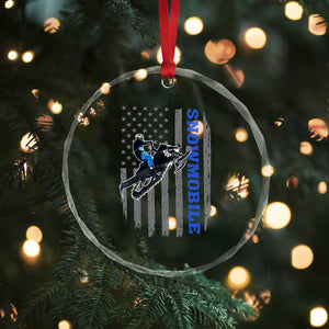 Snowmobile American Flag Snowcross Riding Winter Sport Crystal Glass Ornament TS11 Print Your Wear