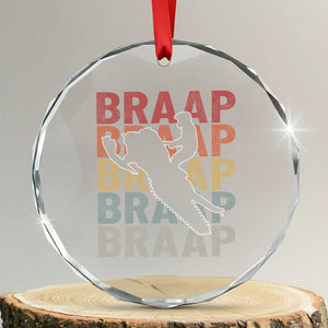 Snowmobile Braaap Crystal Glass Ornament Retro Snowcross Snow Sled Winter Sport TS11 Transparent Glass 3'' Circle Print Your Wear