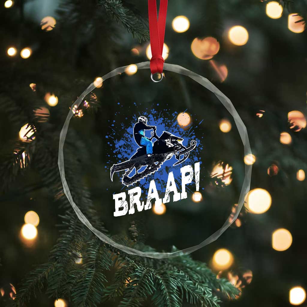 Snowmobile Braaap Crystal Glass Ornament Snowcross Snow Sled Extreme Outdoor Winter Sports TS11 Print Your Wear