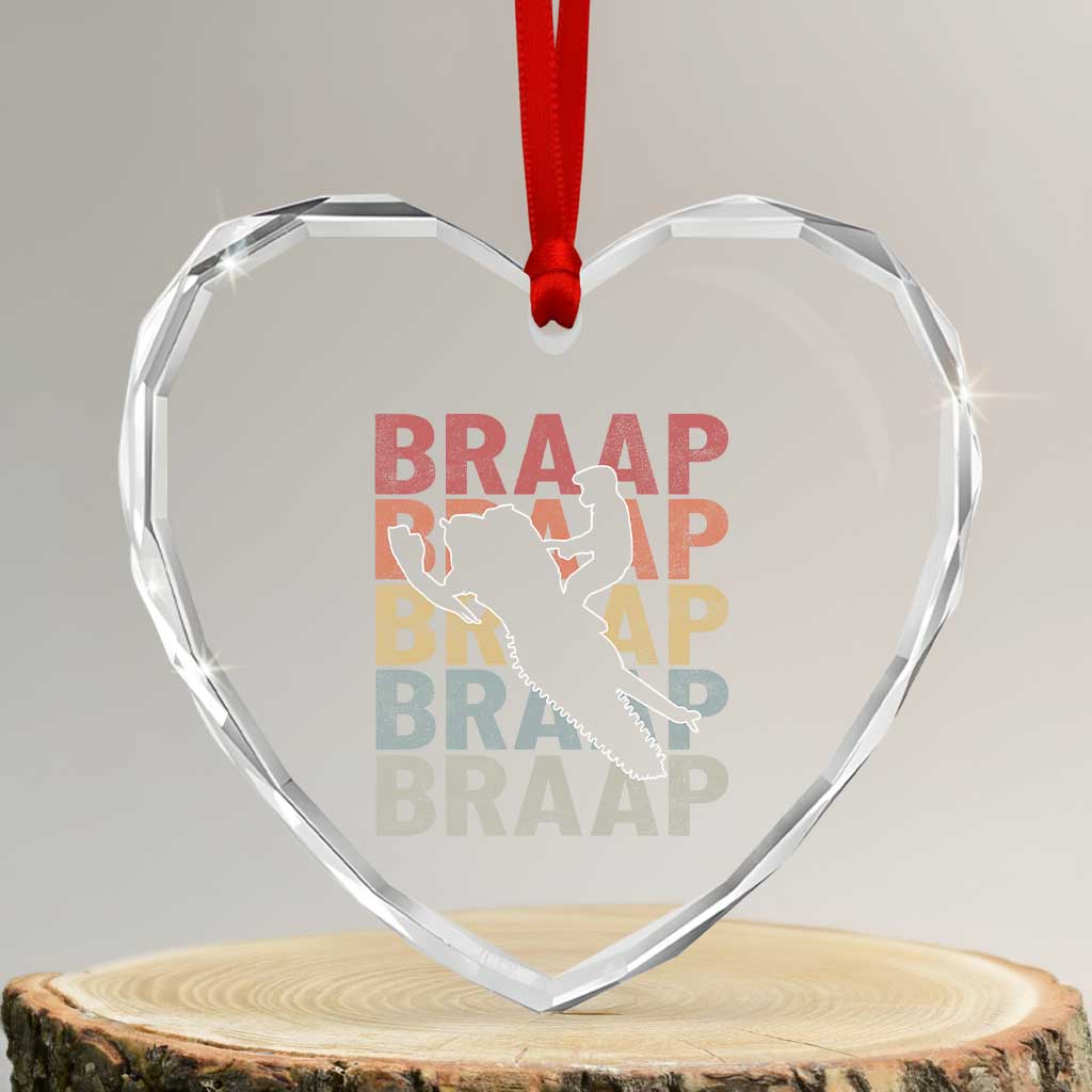 Snowmobile Braaap Heart Crystal Glass Ornament Retro Snowcross Snow Sled Winter Sport TS11 Transparent Glass 3'' Heart Print Your Wear