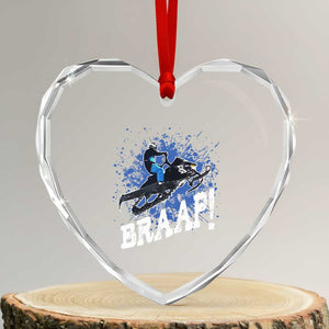 Snowmobile Braaap Heart Crystal Glass Ornament Snowcross Snow Sled Extreme Outdoor Winter Sports TS11 Transparent Glass 3'' Heart Print Your Wear