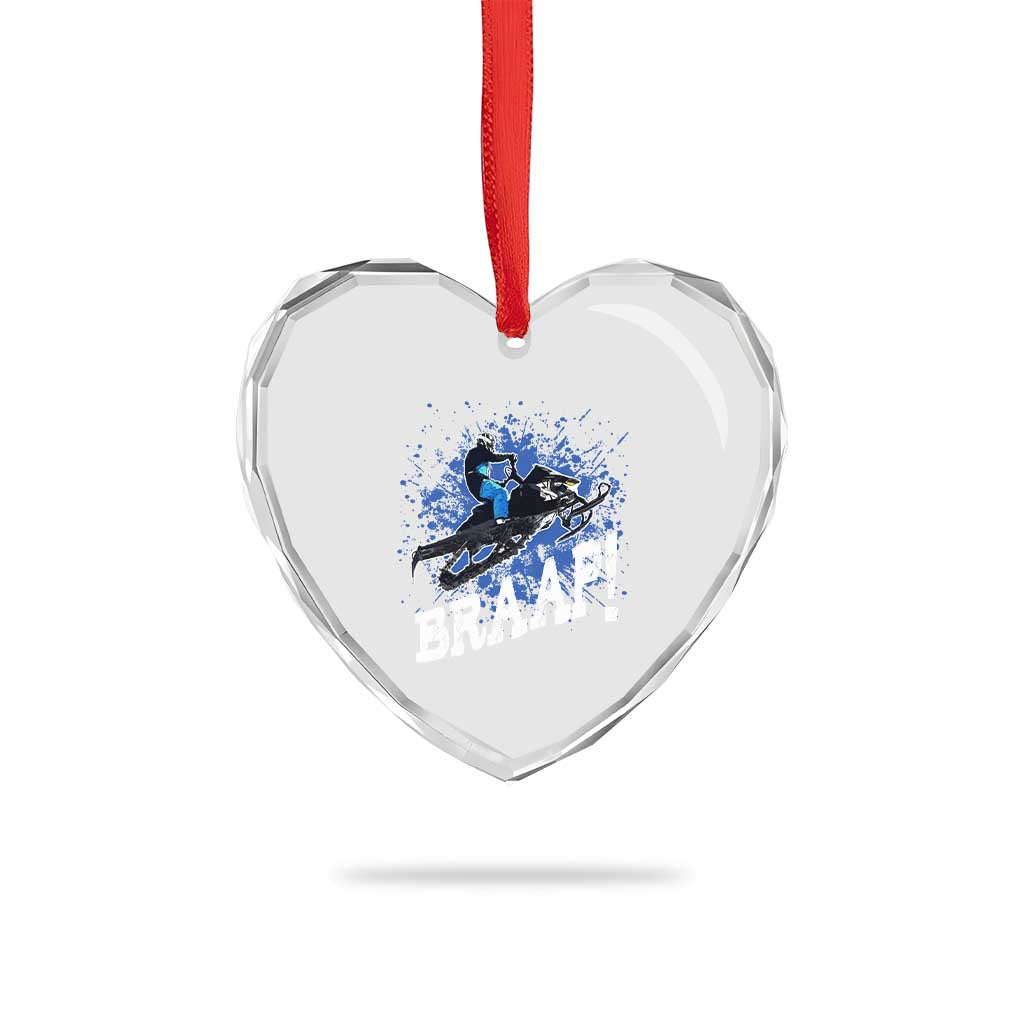 Snowmobile Braaap Heart Crystal Glass Ornament Snowcross Snow Sled Extreme Outdoor Winter Sports TS11 Print Your Wear