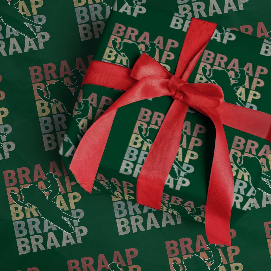 Snowmobile Braaap Wrapping Paper Roll Retro Snowcross Snow Sled Winter Sport TS11 Green Print Your Wear