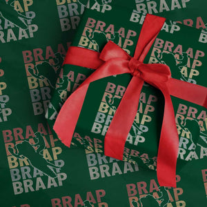 Snowmobile Braaap Wrapping Paper Roll Retro Snowcross Snow Sled Winter Sport TS11 Green Print Your Wear