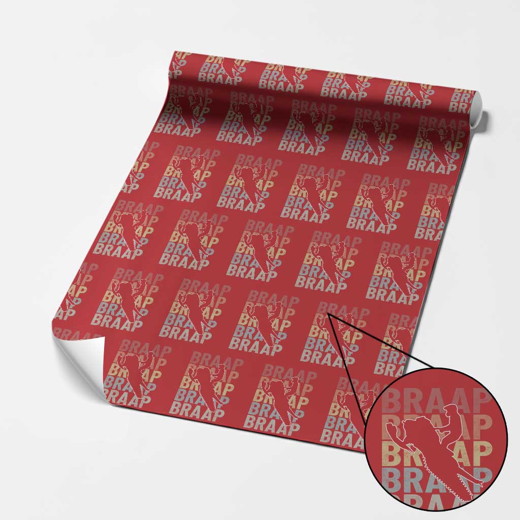 Snowmobile Braaap Wrapping Paper Roll Retro Snowcross Snow Sled Winter Sport TS11 Red Print Your Wear