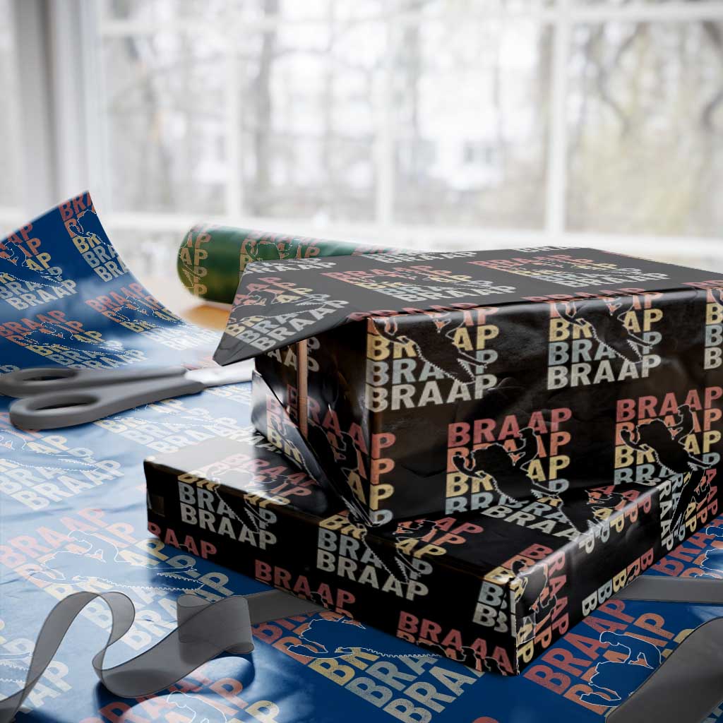 Snowmobile Braaap Wrapping Paper Roll Retro Snowcross Snow Sled Winter Sport TS11 Black Print Your Wear