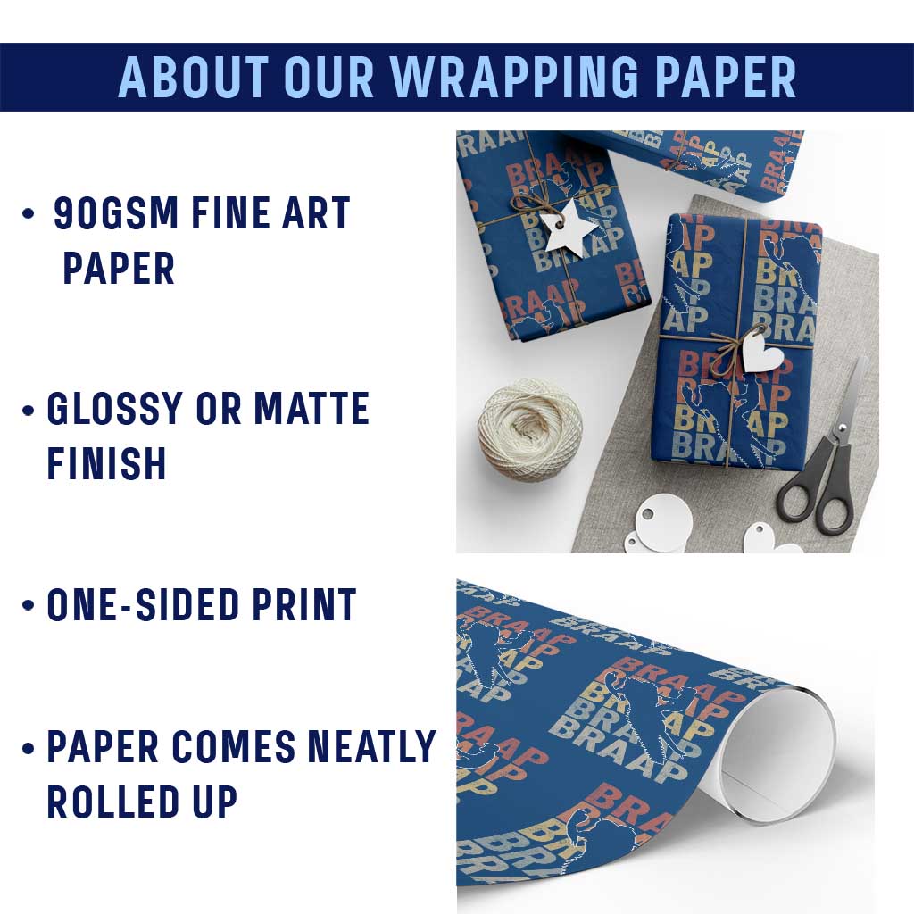 Snowmobile Braaap Wrapping Paper Roll Retro Snowcross Snow Sled Winter Sport TS11 Print Your Wear