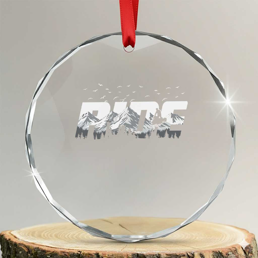 Snowmobile Ride Motor Sled Racing Winter Mountain Sports Fan Crystal Glass Ornament TS11 Transparent Glass 3'' Circle Print Your Wear